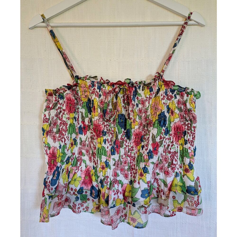 Walter Baker cottagecore floral smocked summer tank, adjustable straps, XL